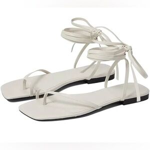 Marc Fisher Mireya Strappy Ankle Wrap Sandals Ivory 7